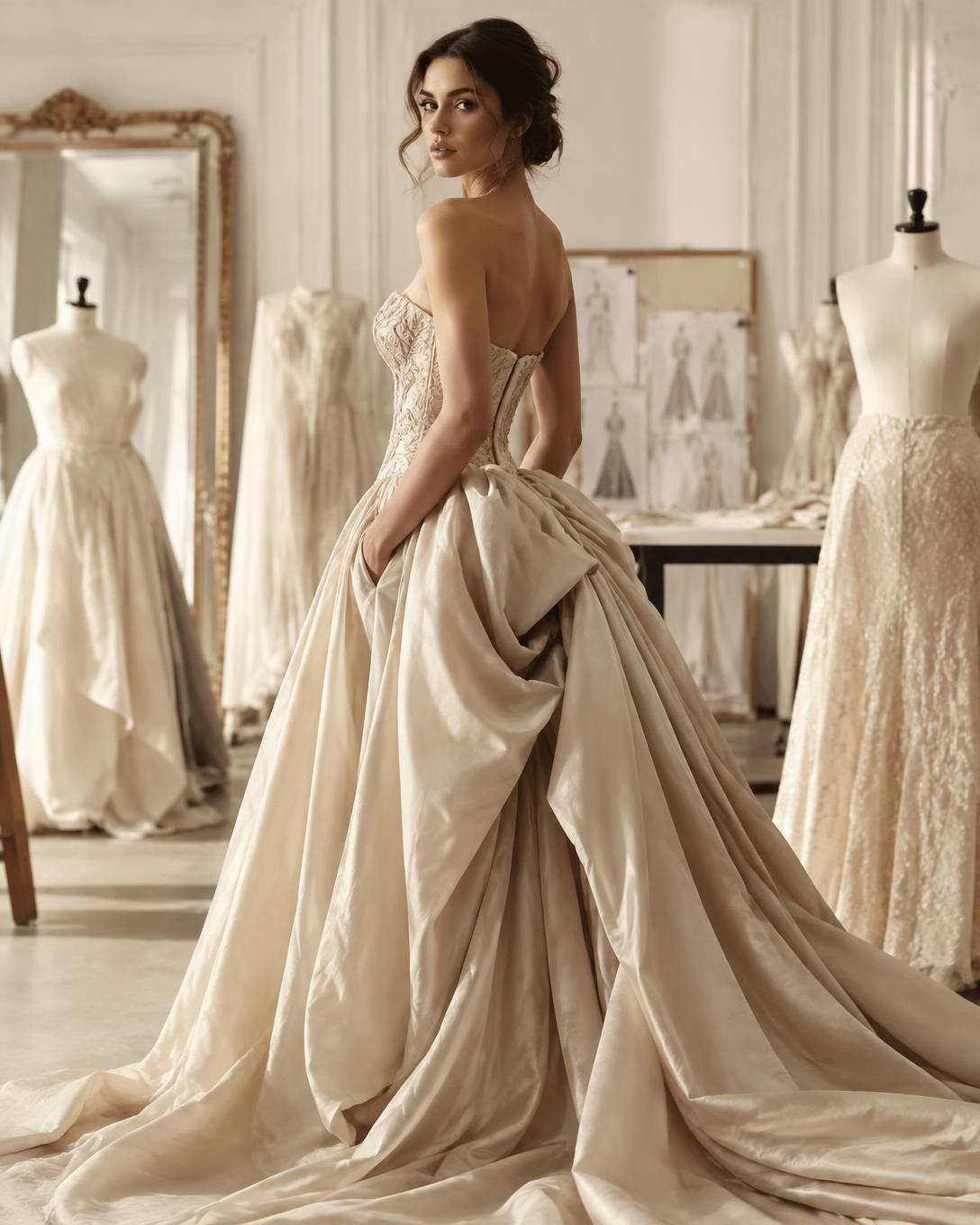 Vestido de alta costura en el atelier